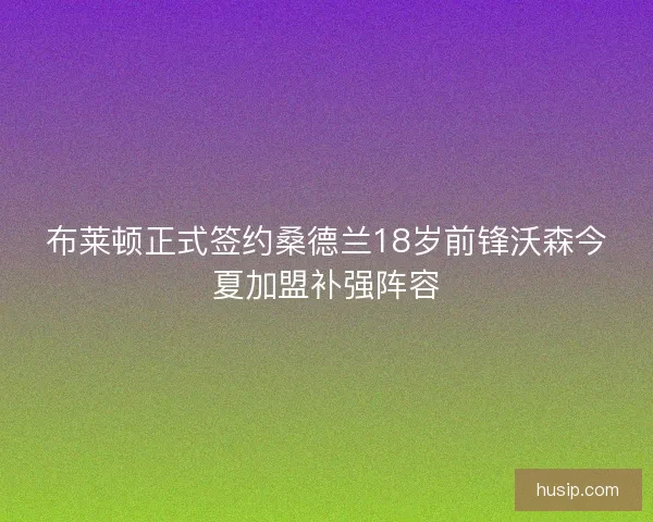 布莱顿正式签约桑德兰18岁前锋沃森今夏加盟补强阵容